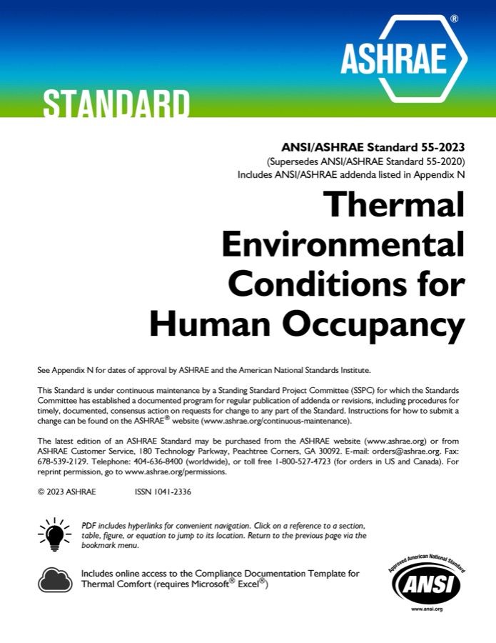ANSI/ASHRAE Standard 55-2023 标准封面