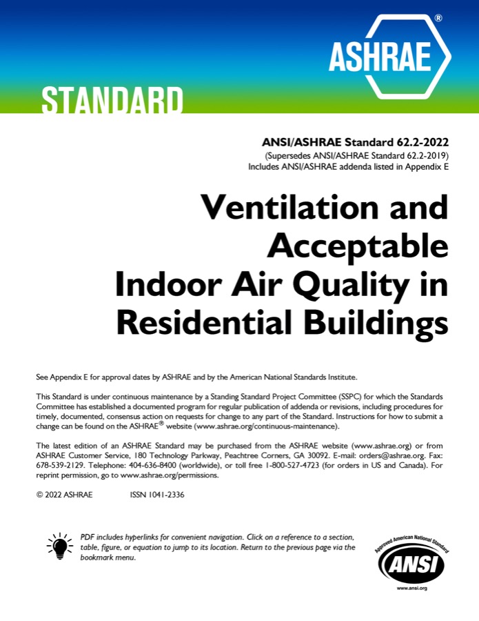ANSI/ASHRAE Standard 62.2 标准封面